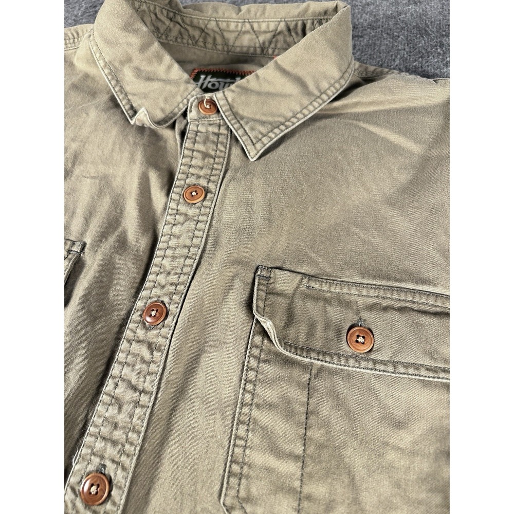 Howler Bros Men's XL Dark Beige Denim Long Sleeve Button-Up Shirt Pockets